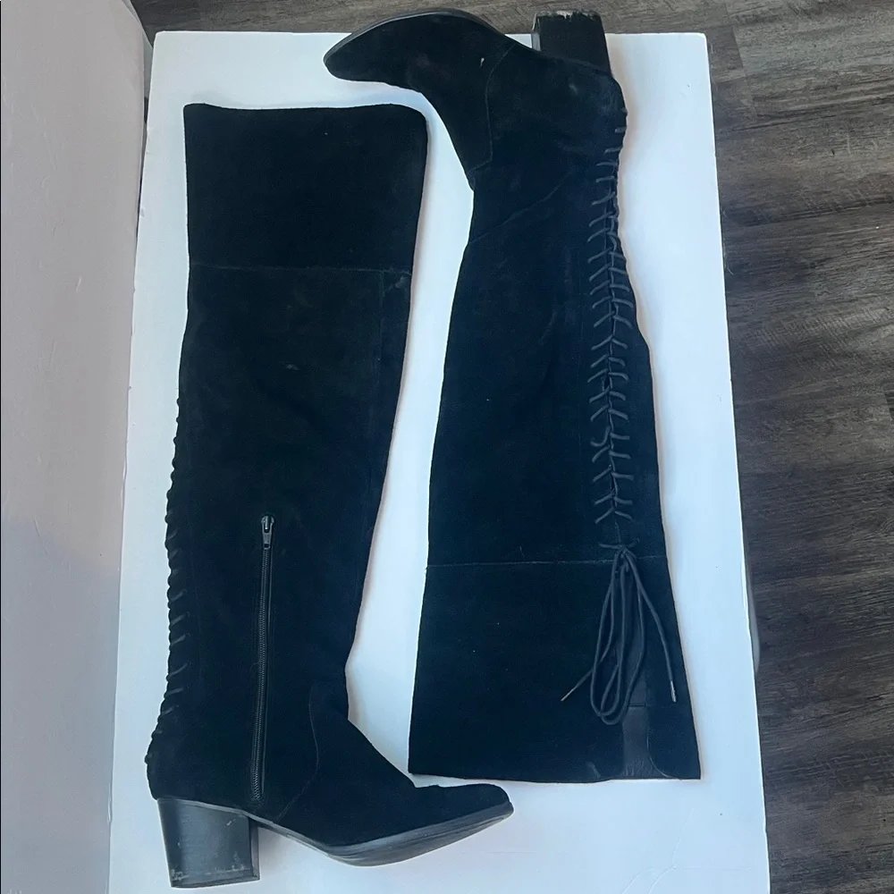 Aldo Womens Boots Black Real Suede Over The Knee Haskova Size 8.5 Pointed Toe‎ =